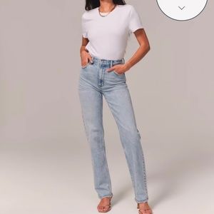 A&F Vintage Stretch Denim  Ultra High Rise 90s Straight Jean